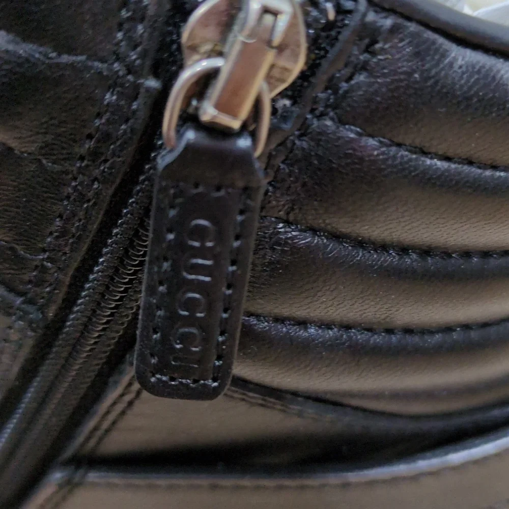 Gucci Black Leather Horsebit Accent High Top Sneakers NWOB - Picture 8 of 9